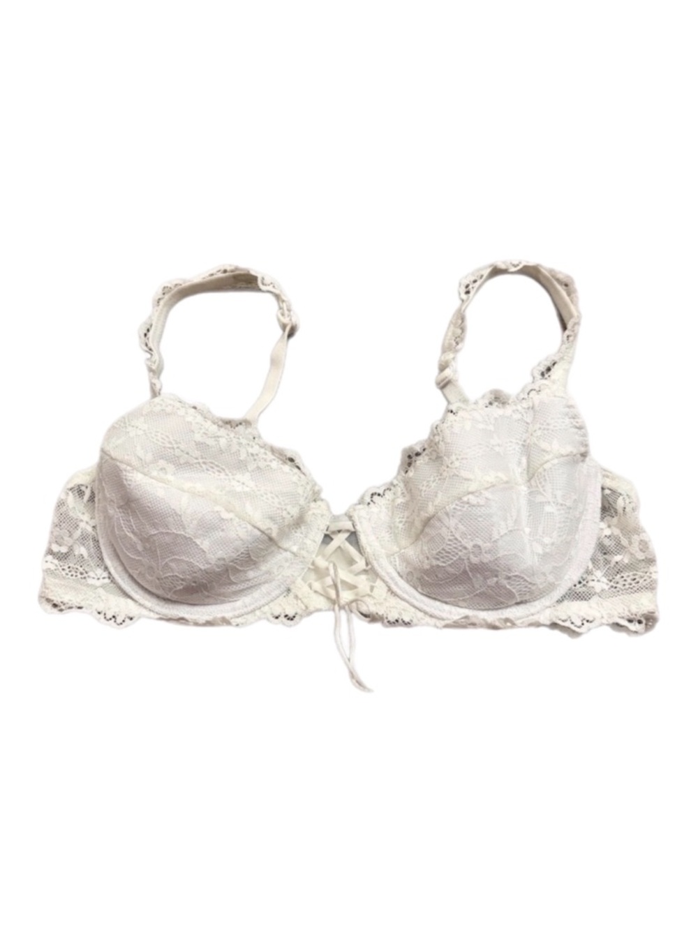 80s/90s European Vintage Floral Lace Demi Bra (Ivory) Size 34B